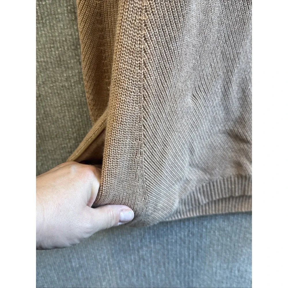 TITLE NINE | Extra Fine Merino Wool Blend Contrast Details Sweater Tan Sz Large